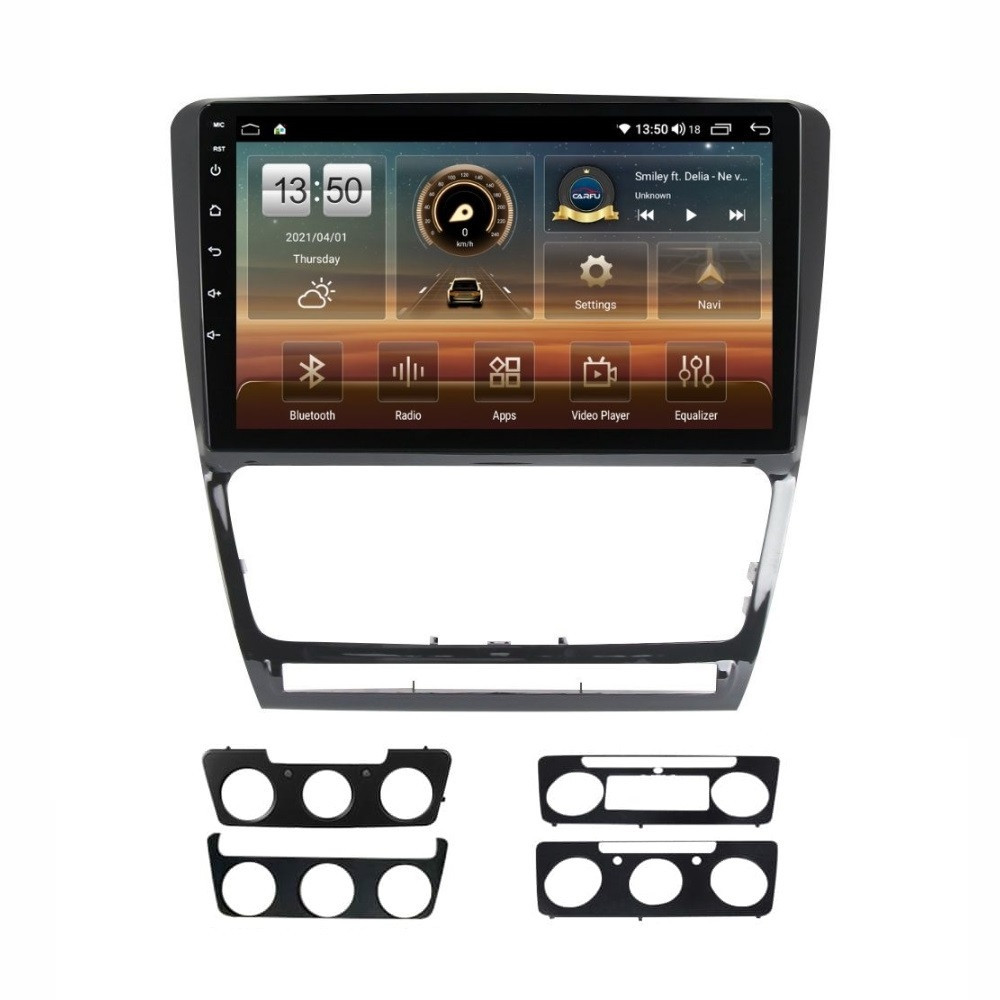 Navigatie dedicata cu Android Skoda Octavia II 2004 - 2013, negru, 6GB RAM, Radio GPS Dual Zone, Display HD QLED 10" Touchscreen, Internet Wi-Fi si slot SIM 4G, Bluetooth, MirrorLink, USB
