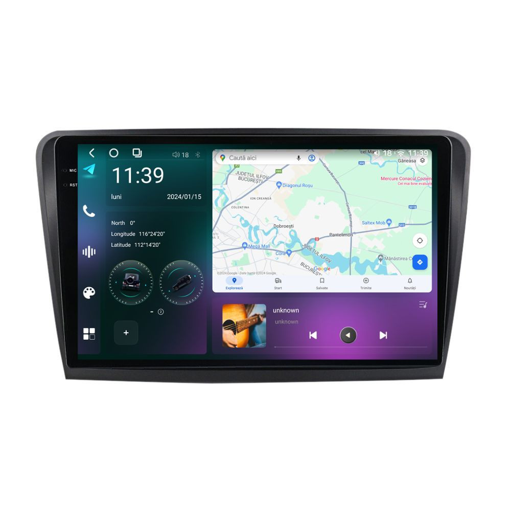 Navigatie dedicata cu Android Skoda Superb II 2008 - 2015, 12GB RAM, Radio GPS Dual Zone, Display 2K QLED 10.36" Touchscreen, Internet Wi-Fi si slot SIM 4G, Bluetooth, MirrorLink, USB