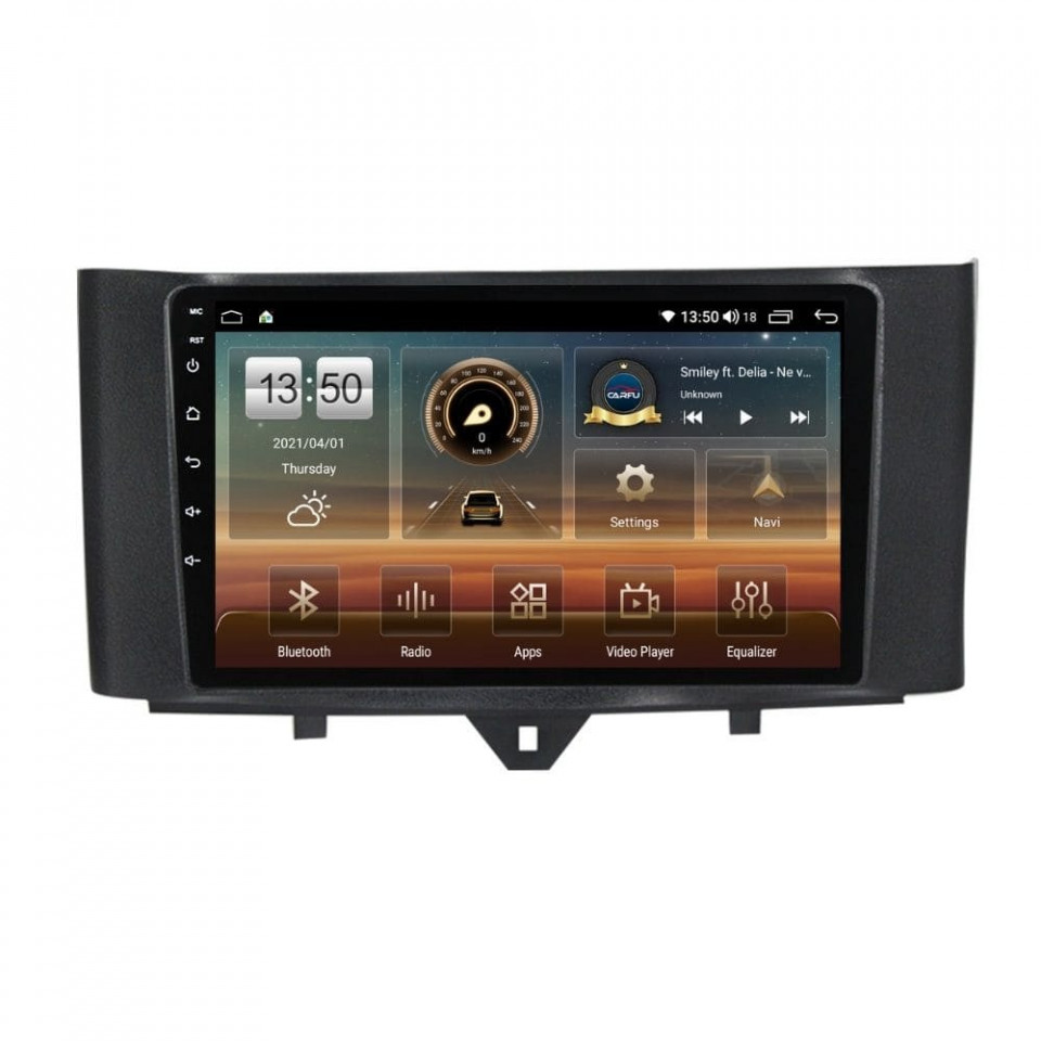 Navigatie dedicata cu Android Smart Fortwo 2011 - 2014, 8GB RAM, Radio GPS Dual Zone, Display HD QLED 9" Touchscreen, Internet Wi-Fi si slot SIM 4G, Bluetooth, MirrorLink, USB