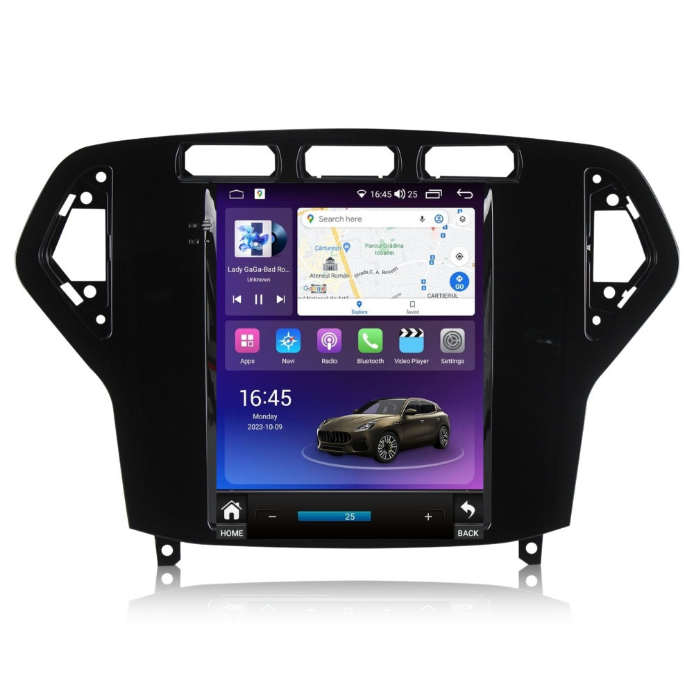 Navigatie dedicata cu Android tip tesla Ford Mondeo IV 2007 - 2011 clima automata, negru, 4GB RAM, Radio GPS Dual Zone, Touchscreen IPS 9.7" HD, Internet Wi-Fi si slot SIM 4G, Bluetooth, MirrorLink, USB