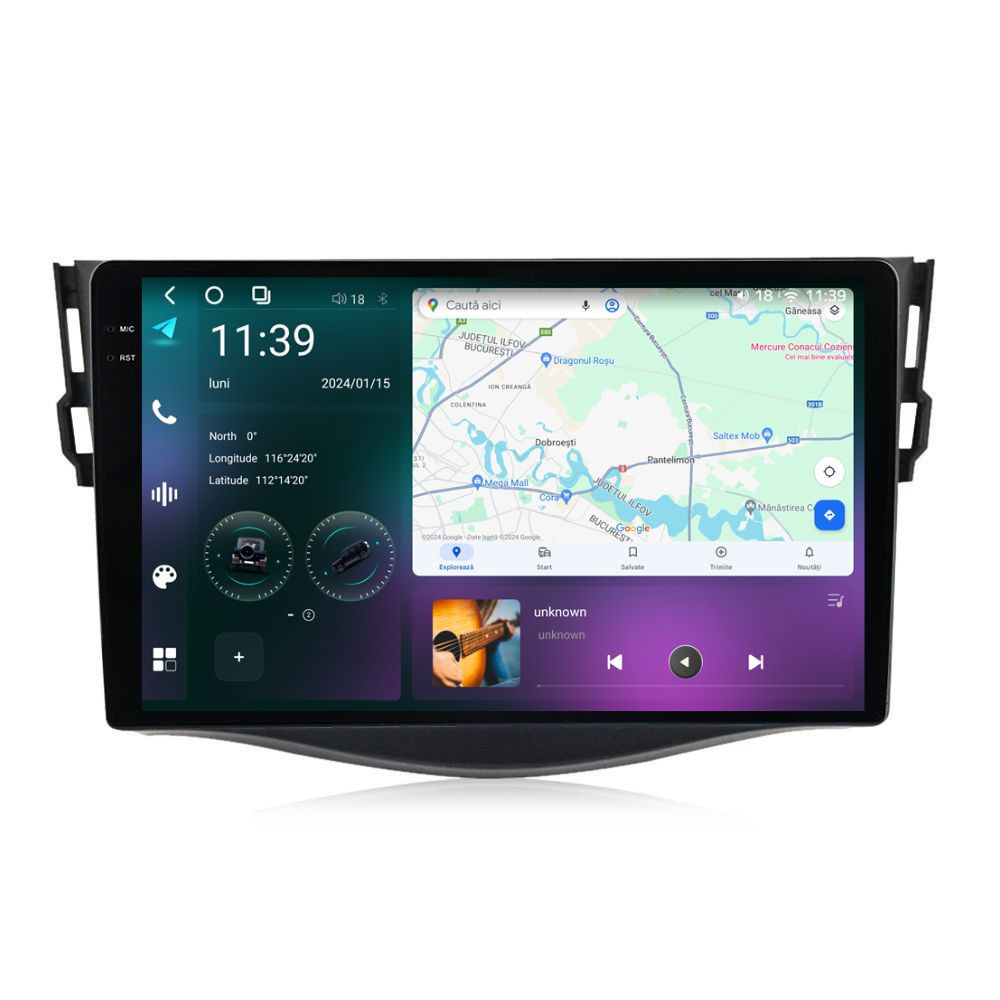 Navigatie dedicata cu Android Toyota Rav4 III 2005 - 2013, 12GB RAM, Radio GPS Dual Zone, Display 2K QLED 9.5" Touchscreen, Internet Wi-Fi si slot SIM 4G, Bluetooth, MirrorLink, USB
