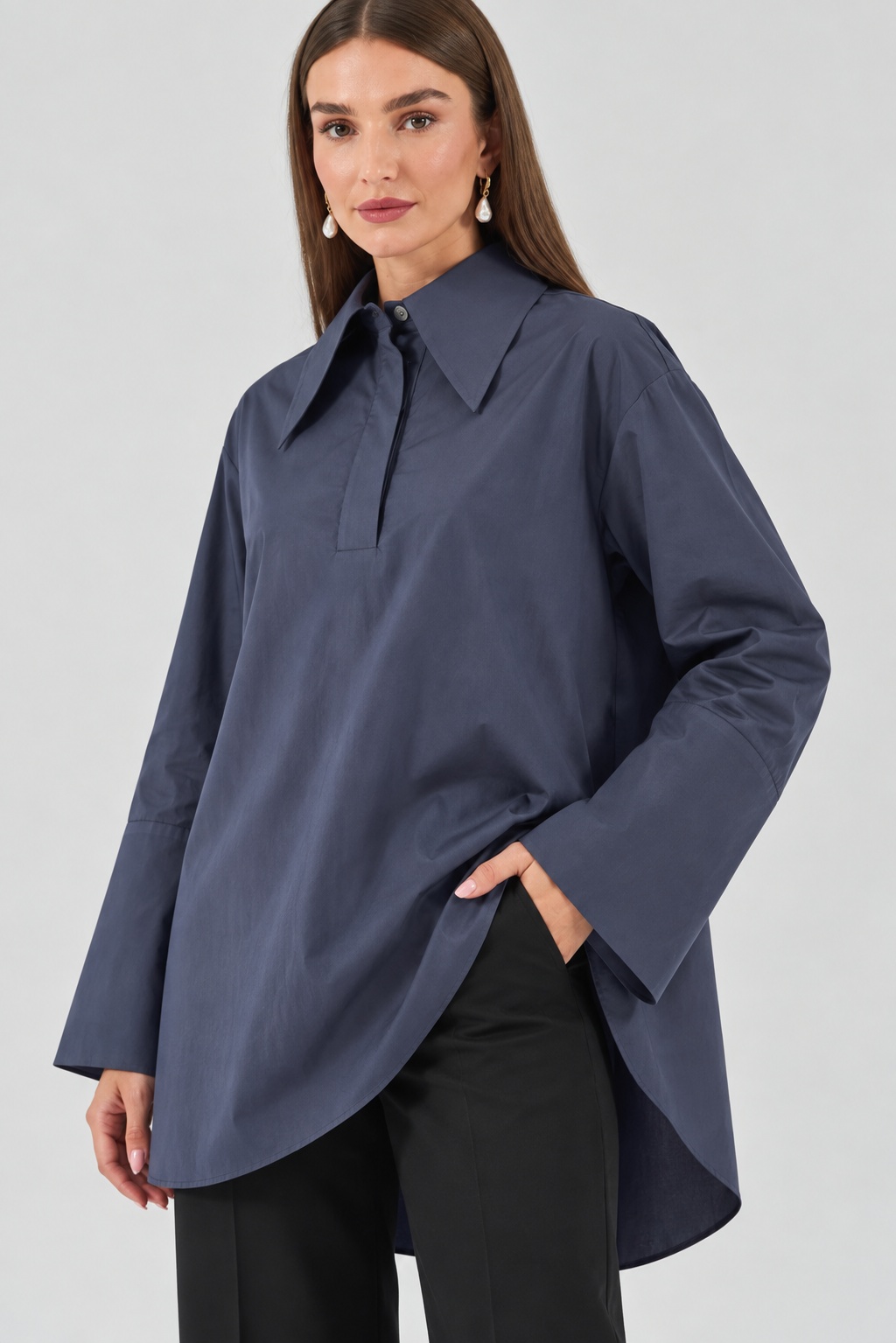 Cămașă bleumarin oversized SOLIDITY