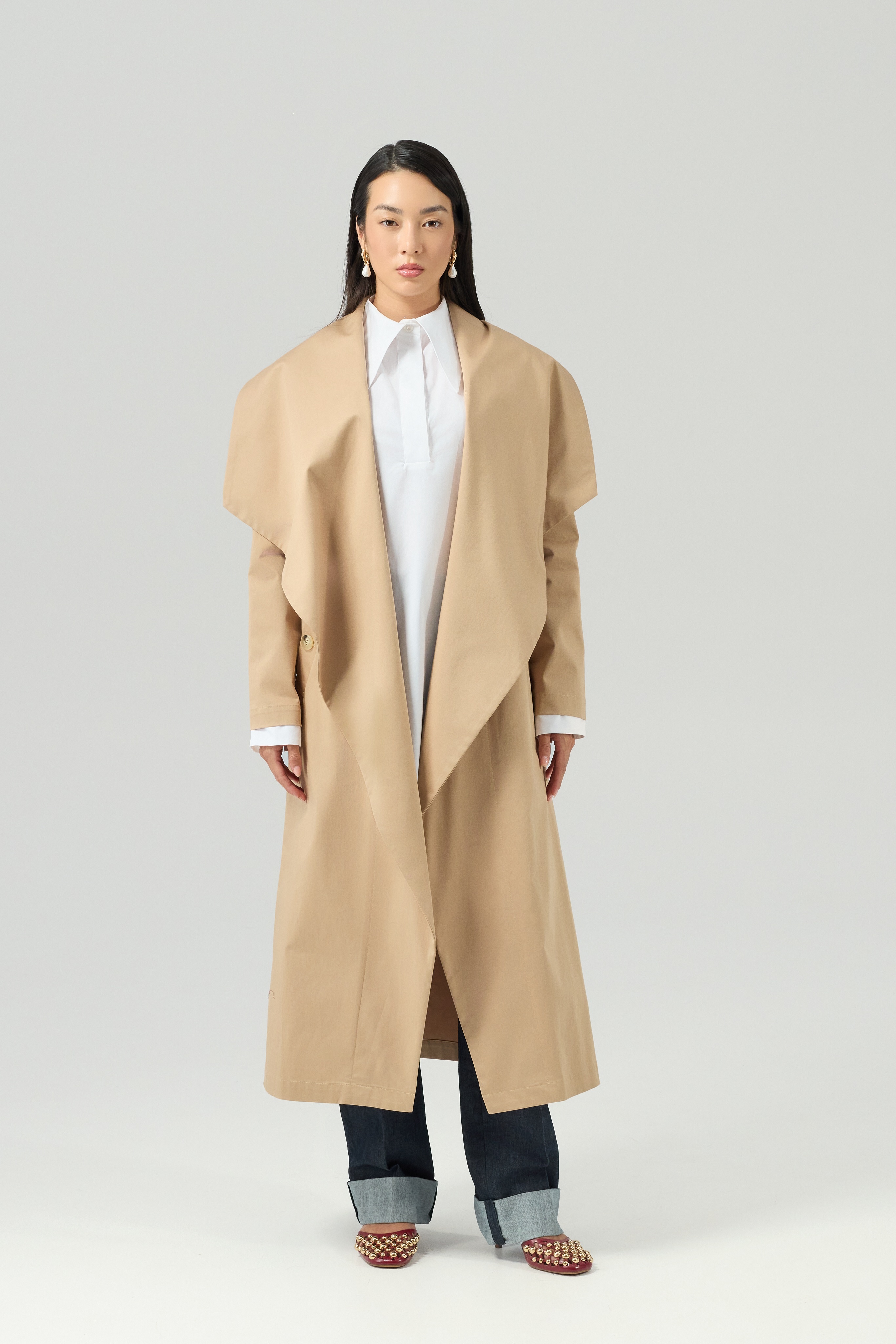Trench bej din bumbac JOLIE