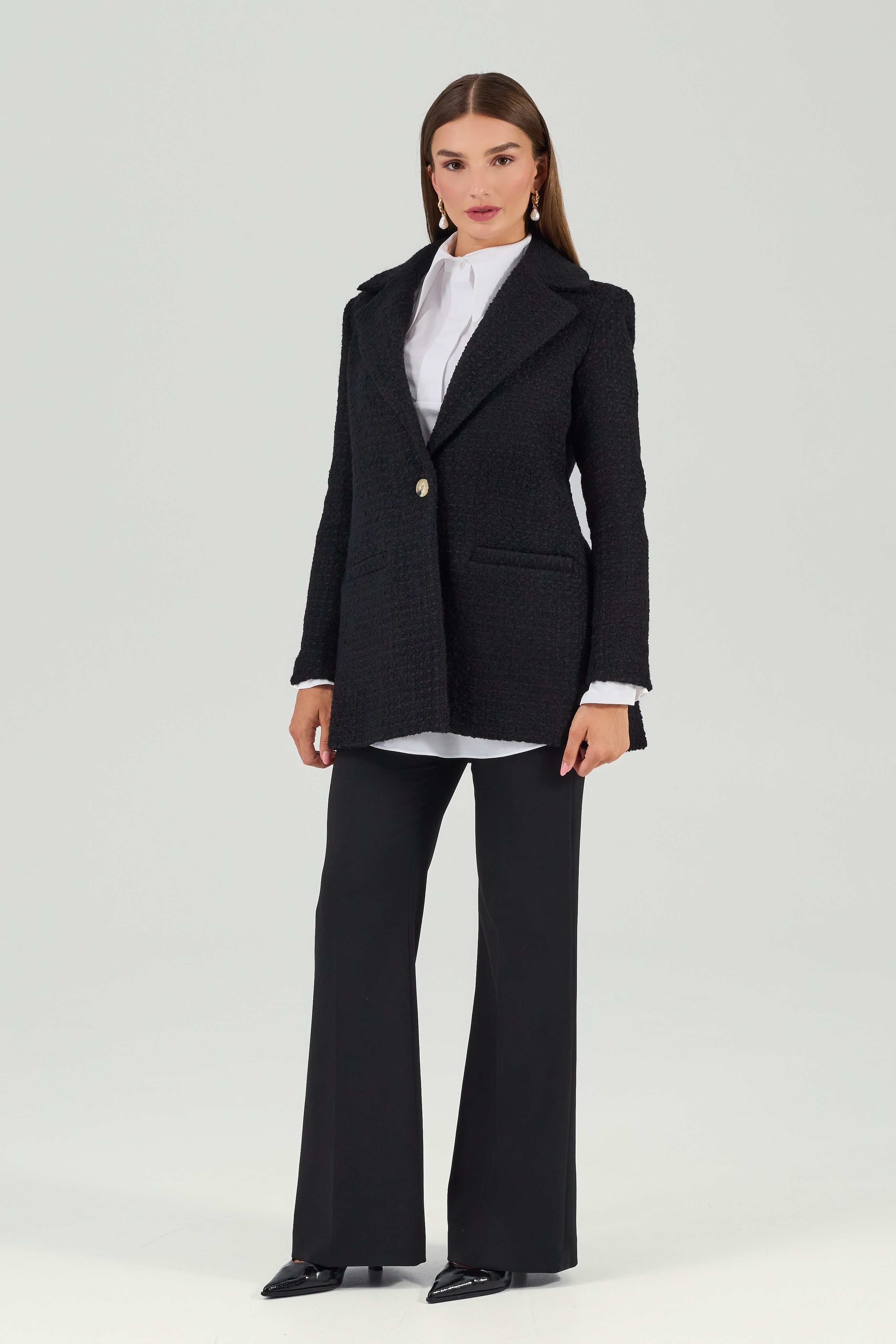 Sacou negru din tweed SWAGER