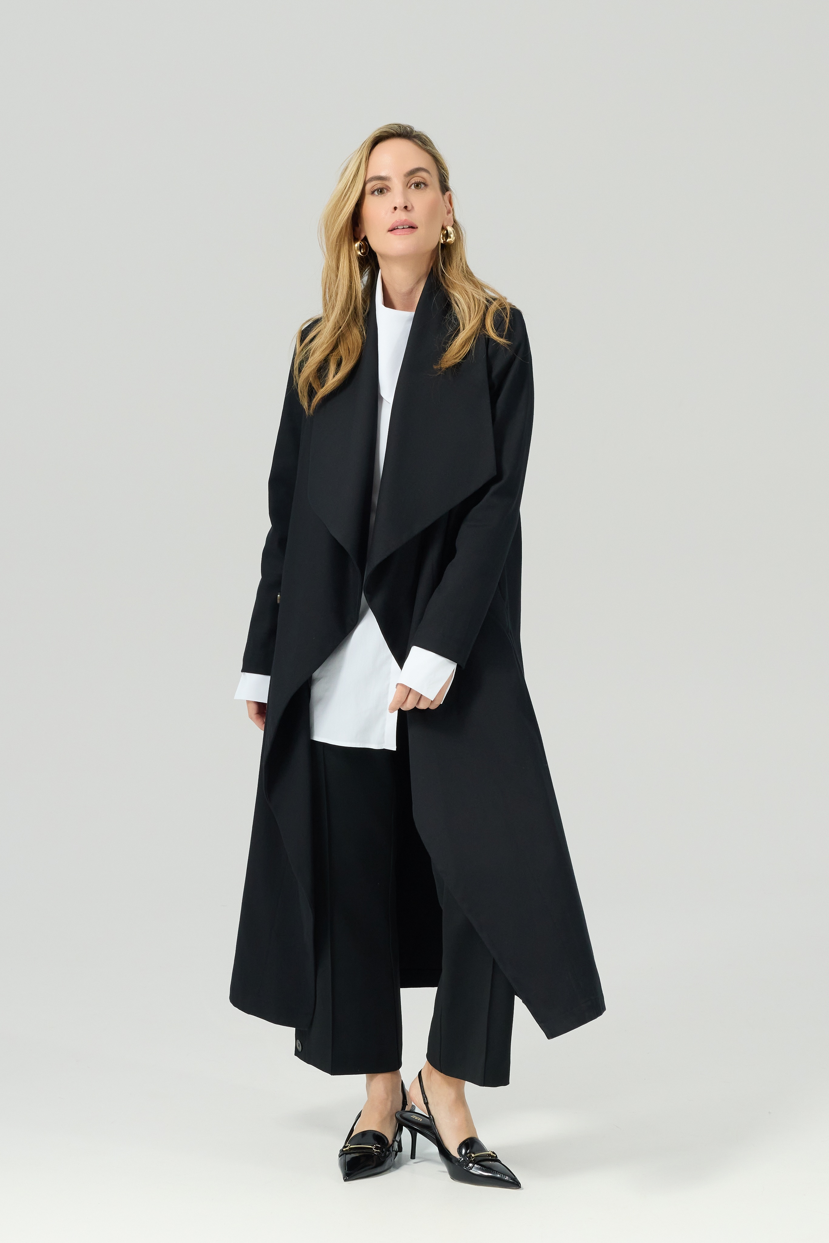 Trench negru din bumbac JOLIE