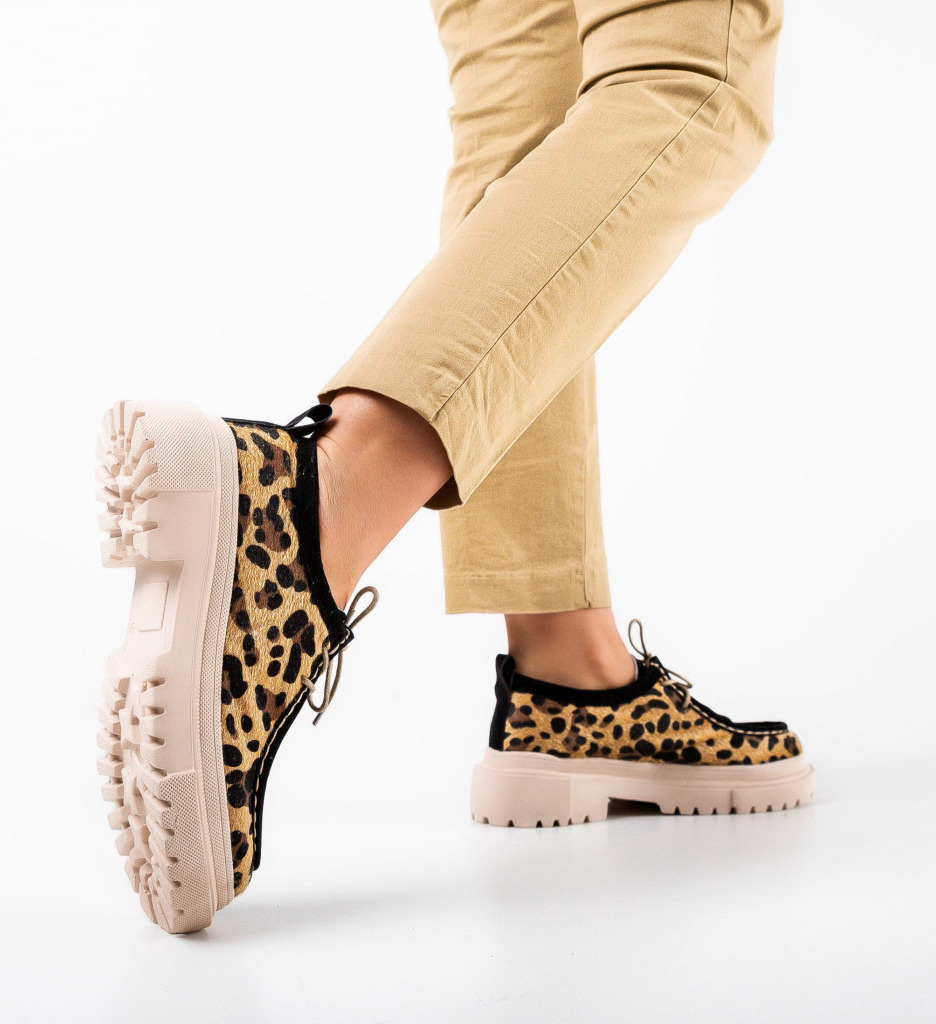 Pantofi casual dama charlie leopard
