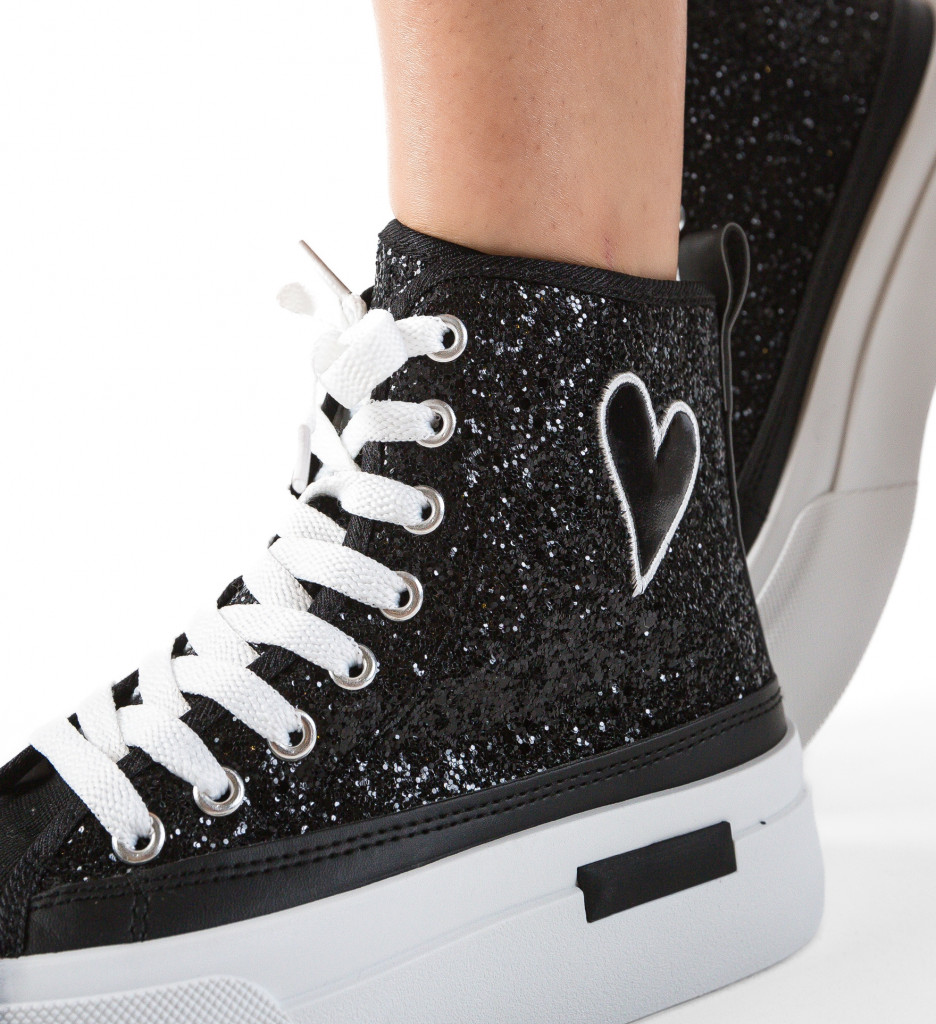 Poze Sneakers dama Cuore Negri DePurtat