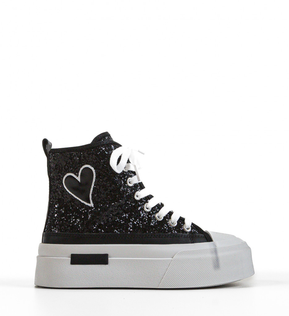 Poze Sneakers dama Cuore Negri DePurtat
