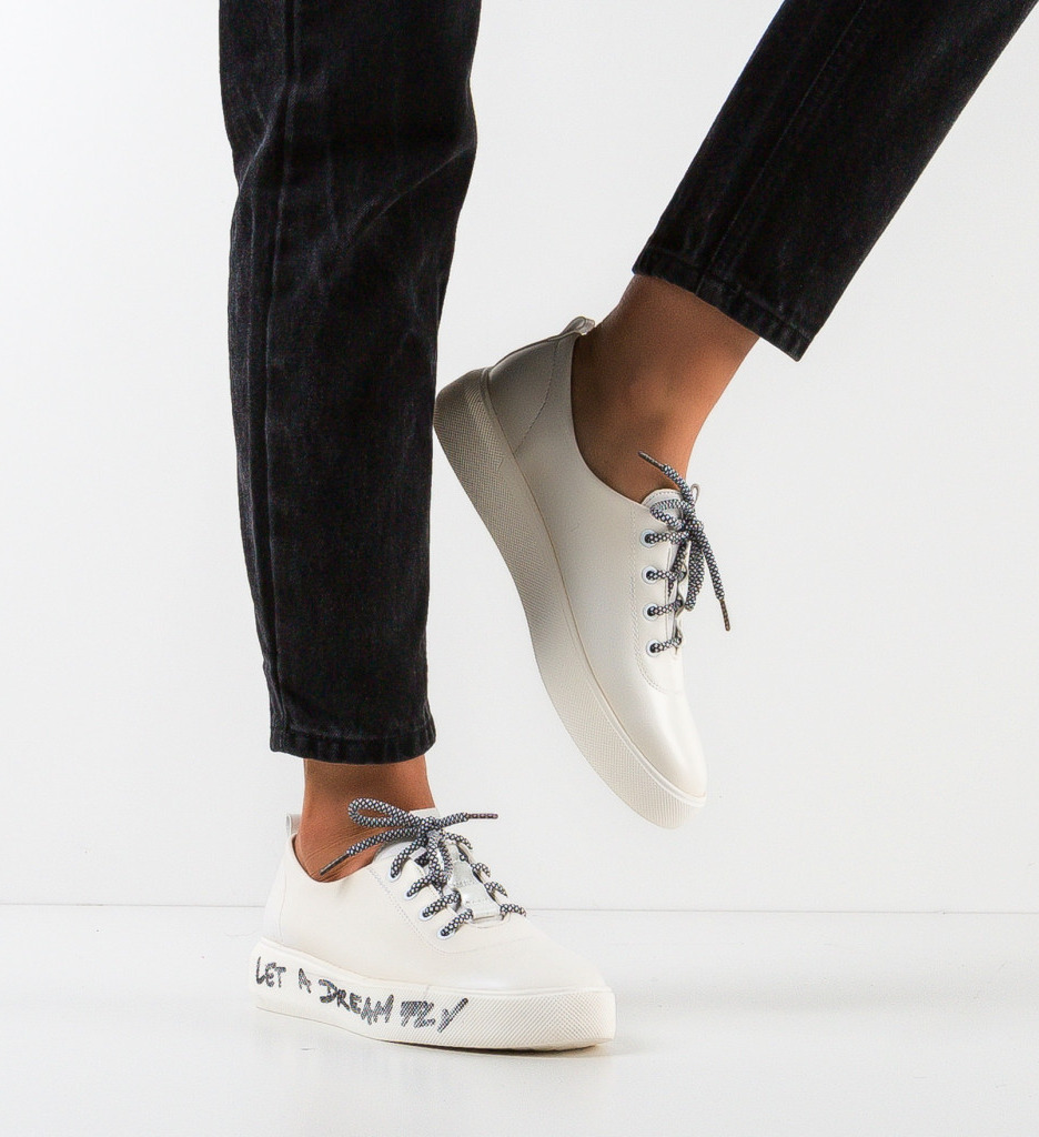 Pantofi casual dama constance albi