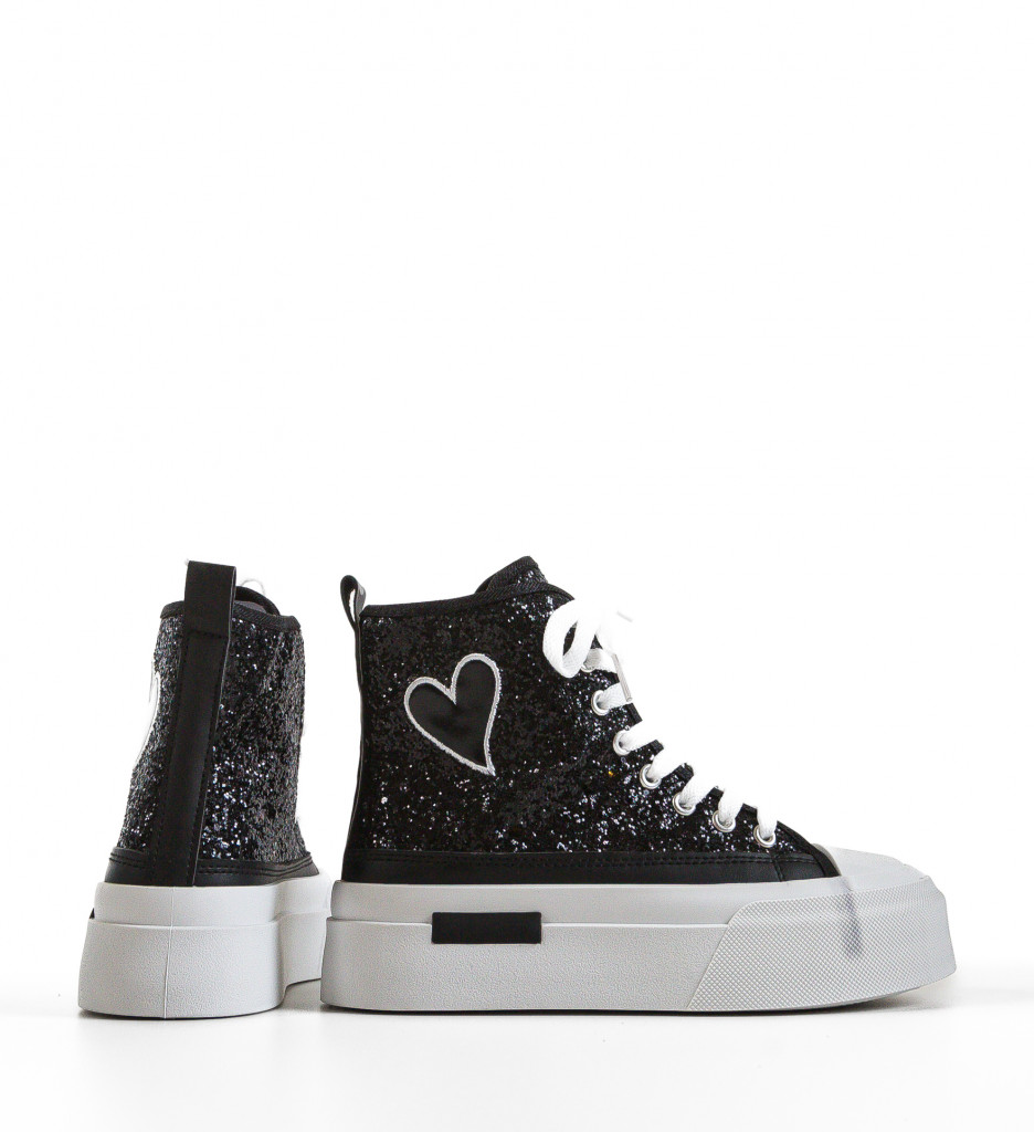 Poze Sneakers dama Cuore Negri DePurtat