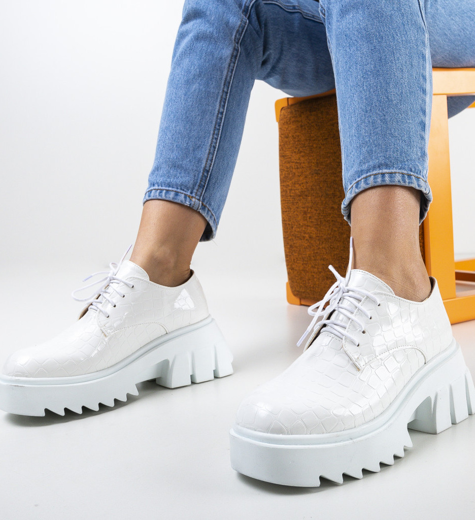 Pantofi casual leyley albi