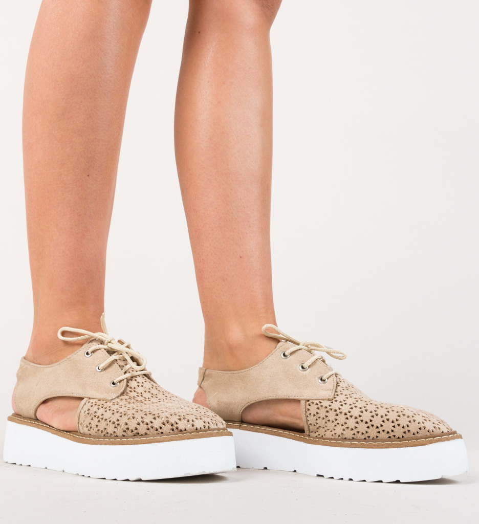 Pantofi casual lizia bej