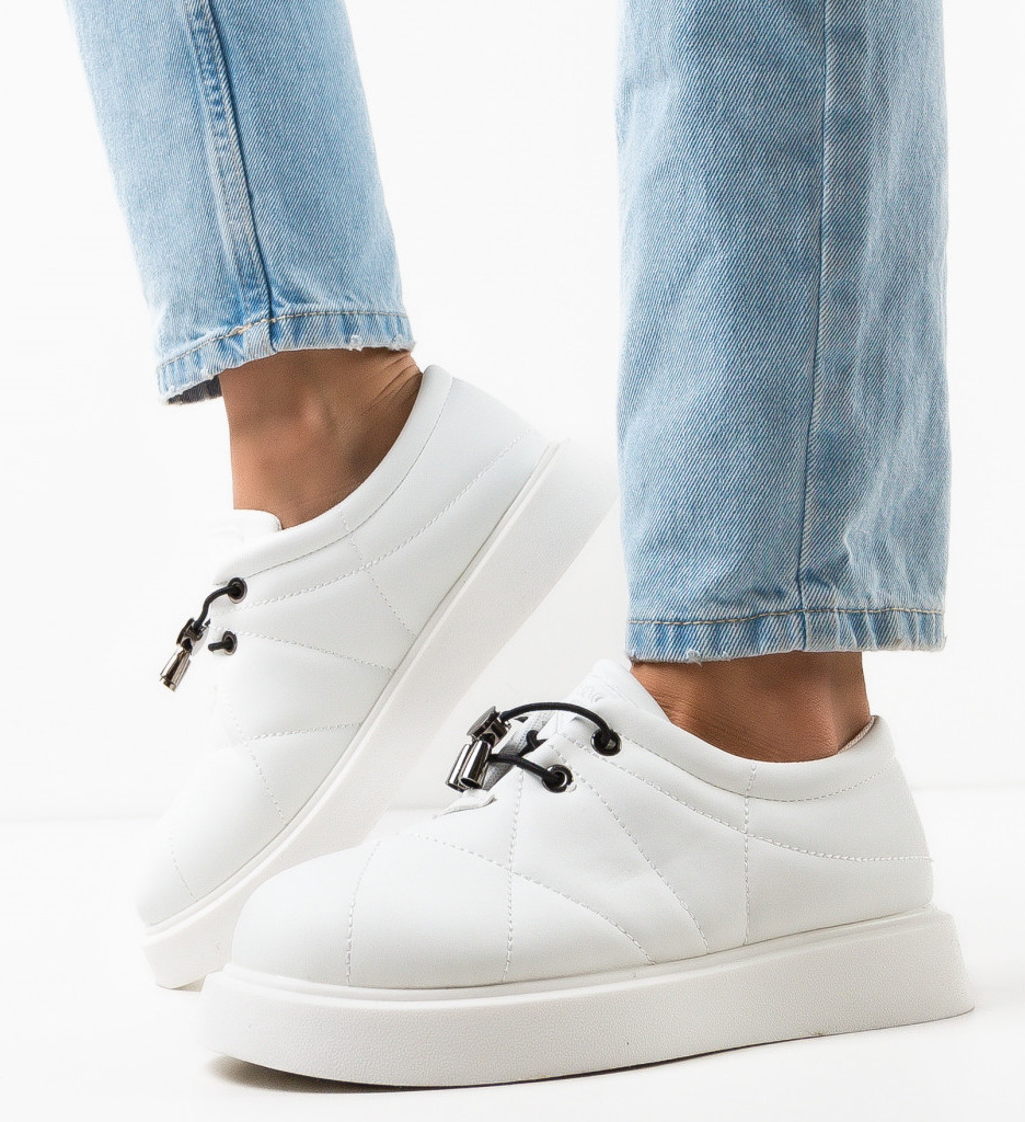 Pantofi dama casual paoar albi