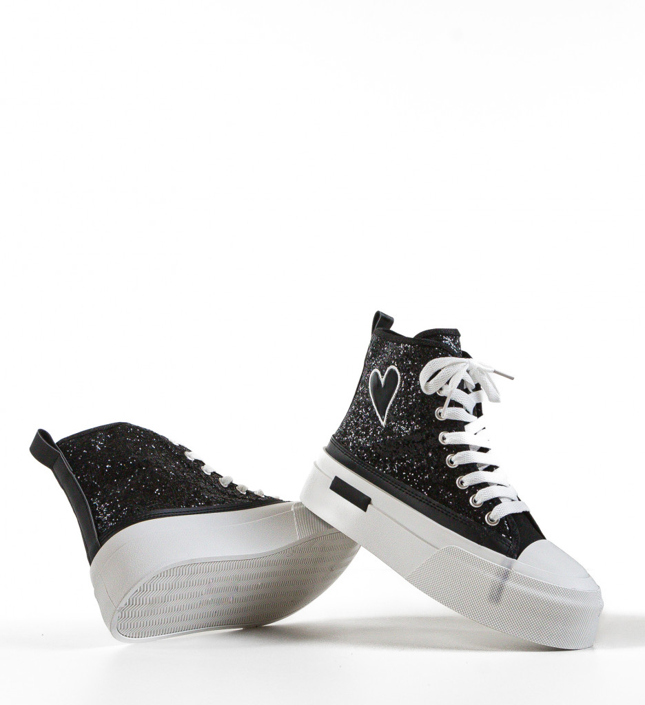 Poze Sneakers dama Cuore Negri DePurtat