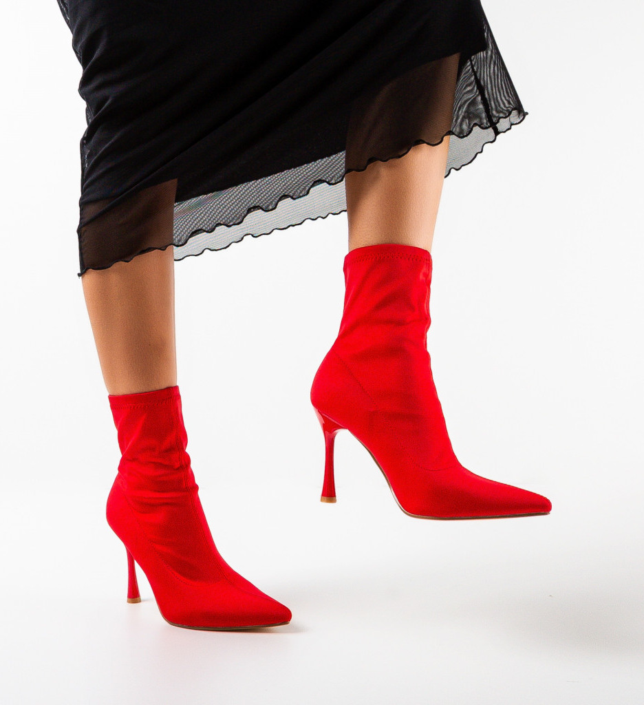 Botine dama twister rosii