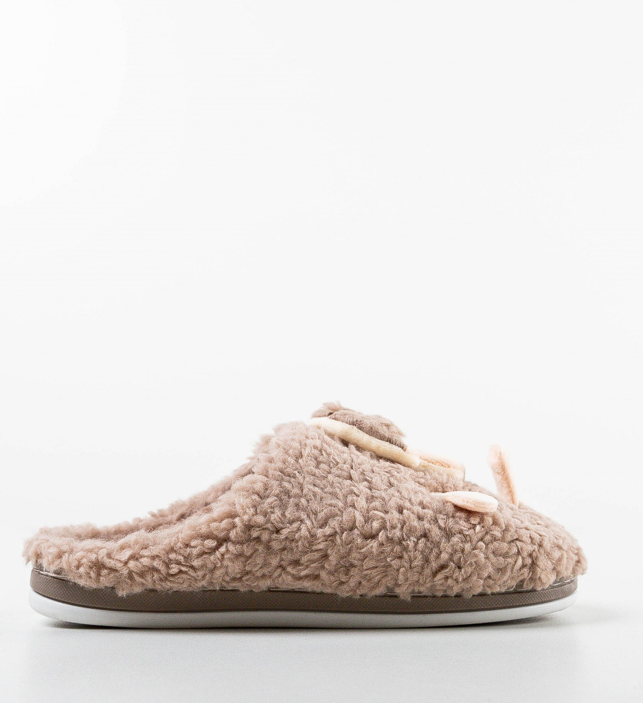 Papuci de casa Amina Khaki - 2 | YEO