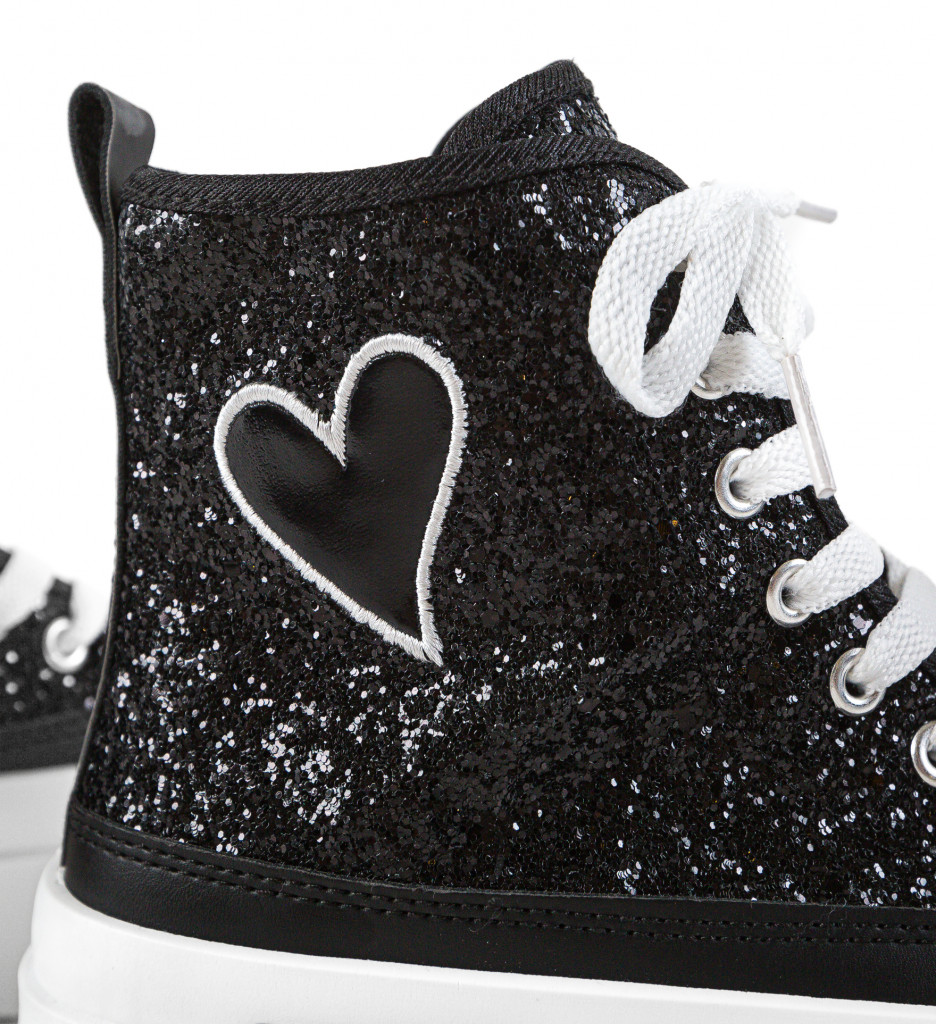 Poze Sneakers dama Cuore Negri DePurtat