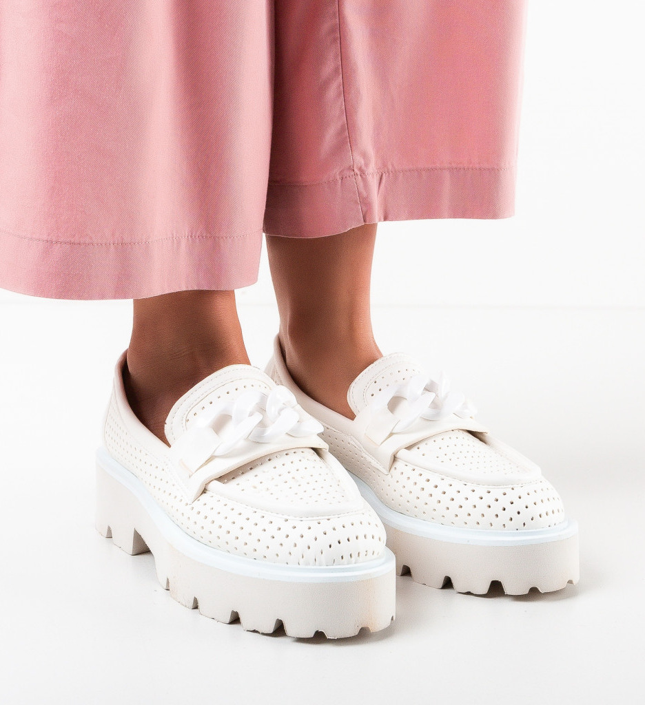 Pantofi casual dama halama albi