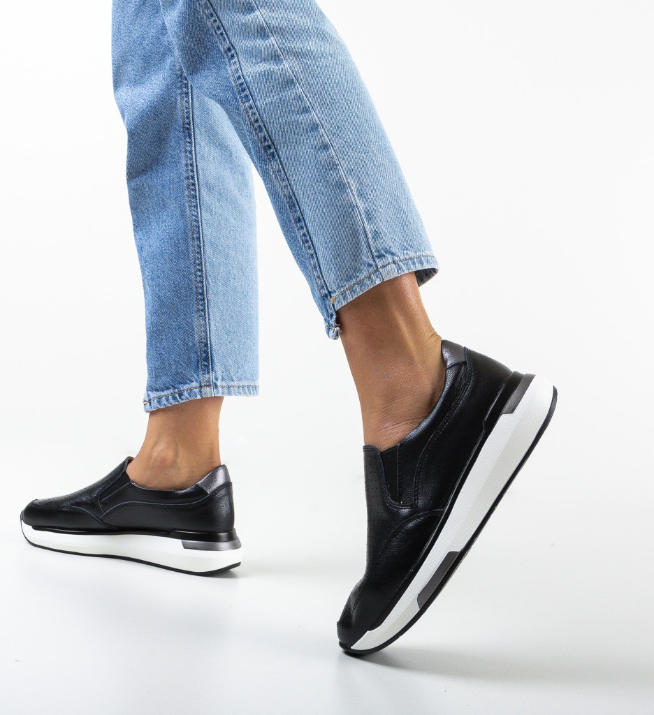 Pantofi casual brine negri