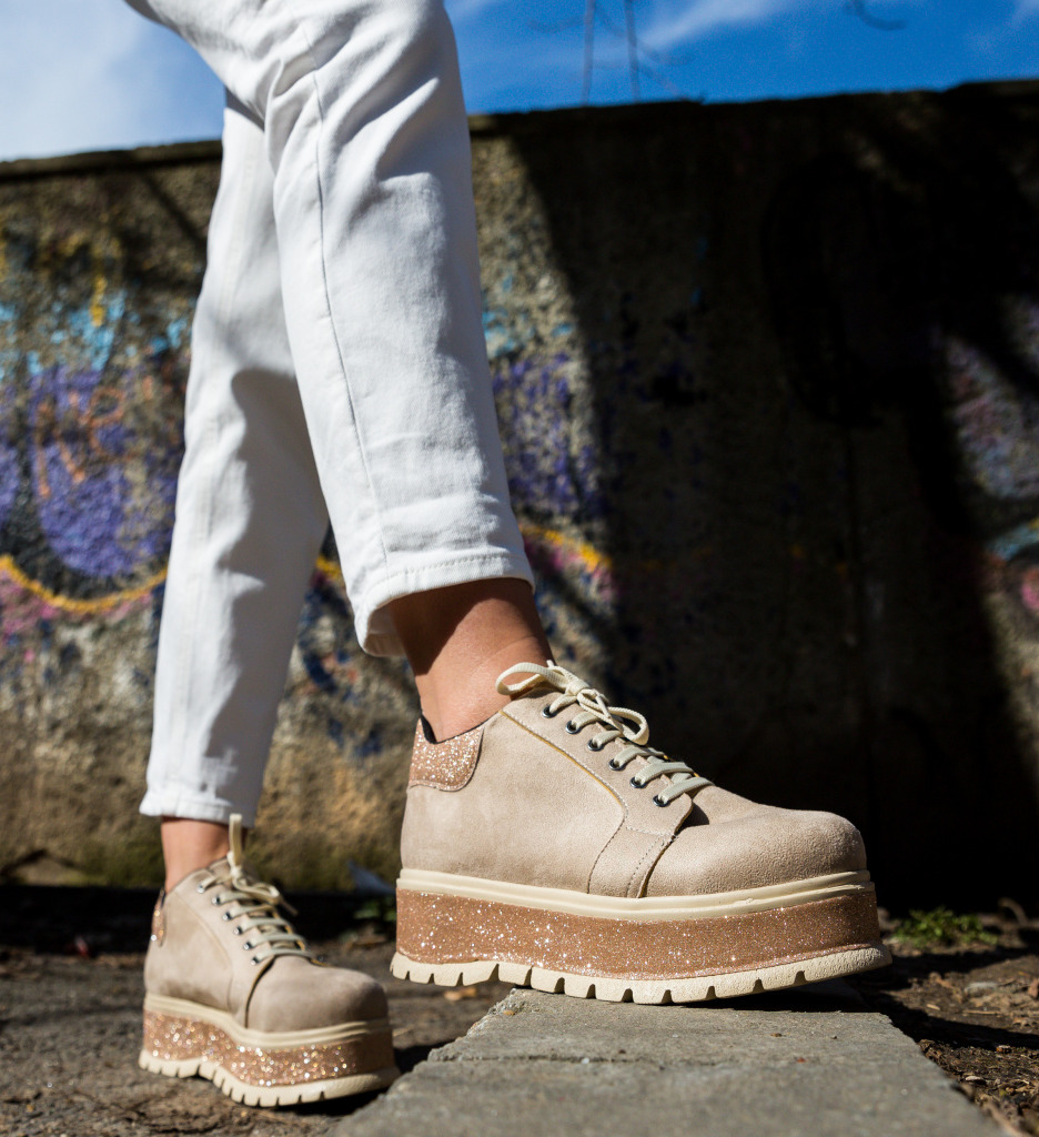 Pantofi casual cornero bej
