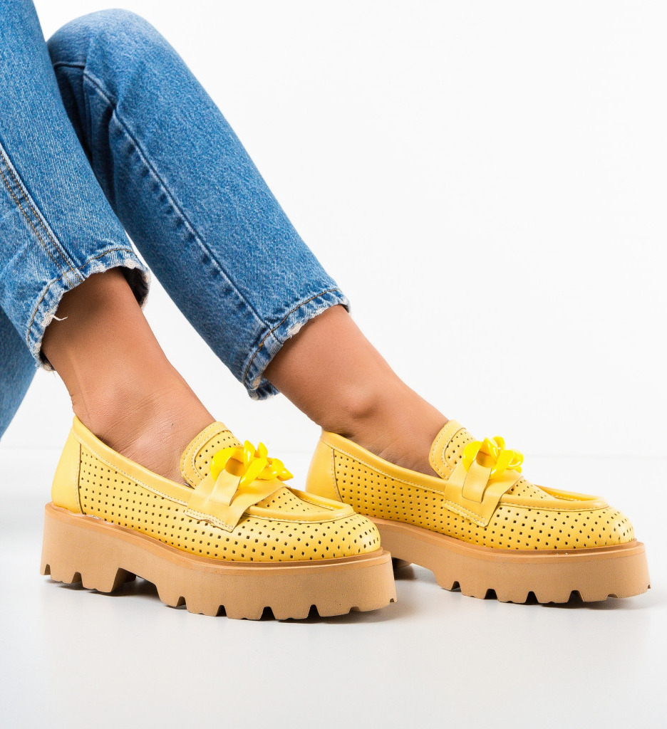 Pantofi casual dama halama galbeni