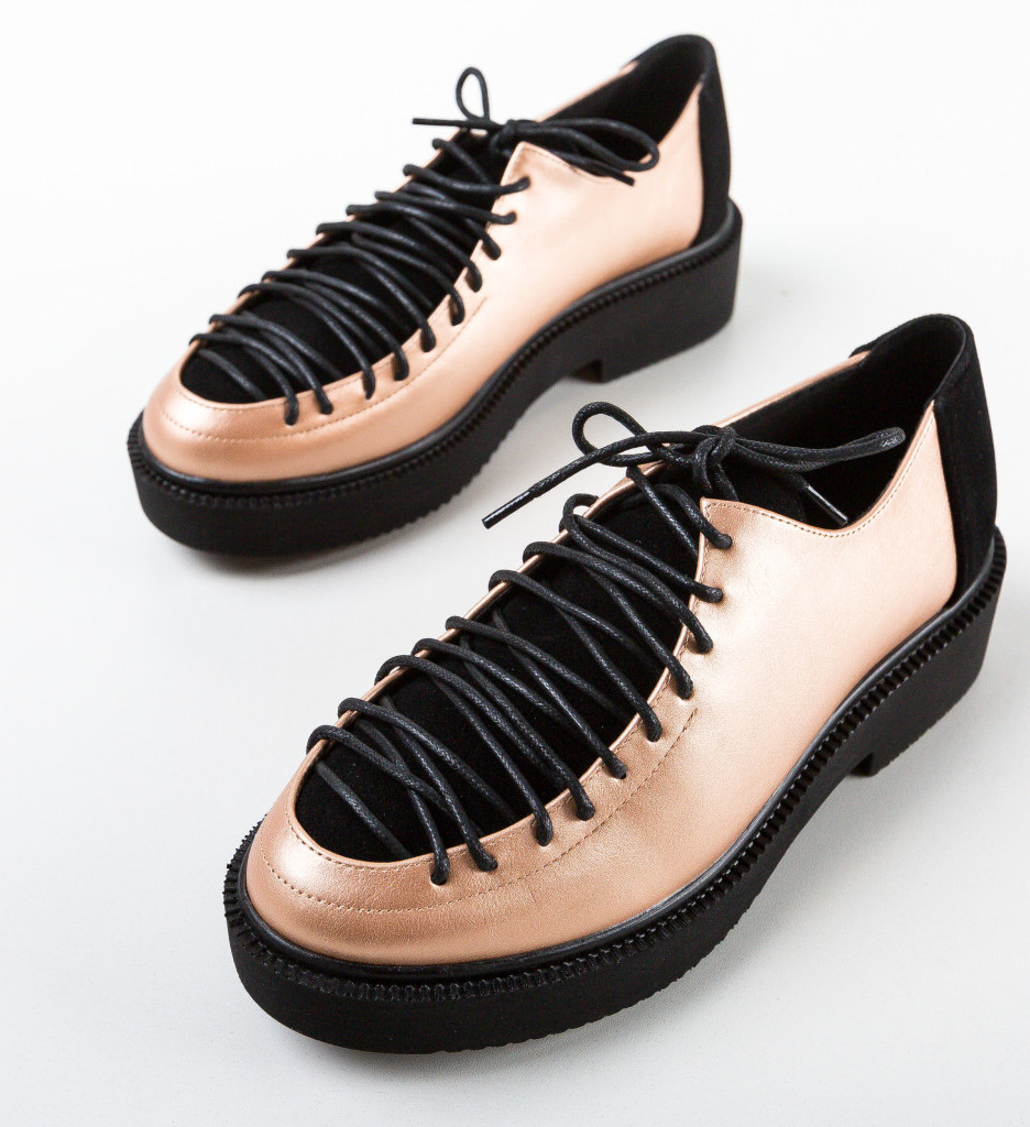 Pantofi casual dama lase bronze