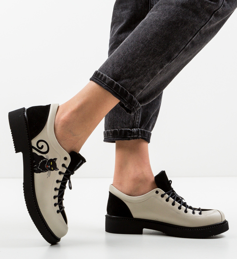 Pantofi casual kitty bej