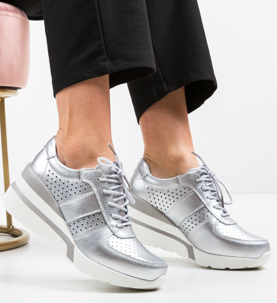 Pantofi casual viop argintii
