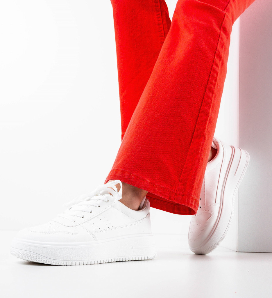 Sneakers dama naturalas albi