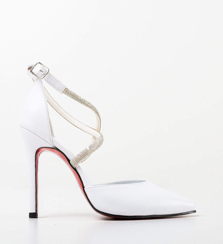Pantofi dama argele albi