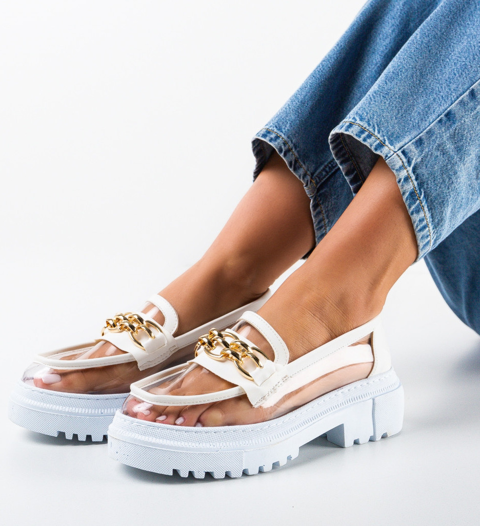 Pantofi casual dama danag albi
