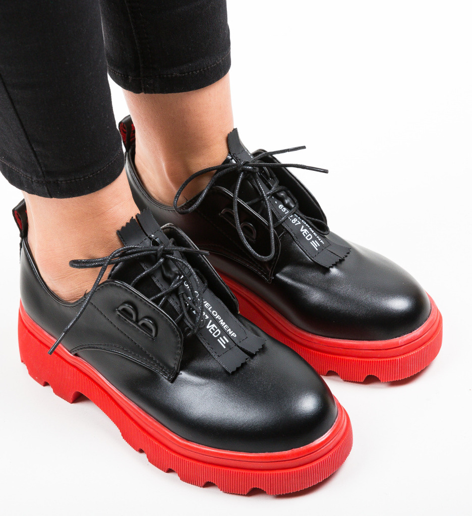 Pantofi casual flower rosii