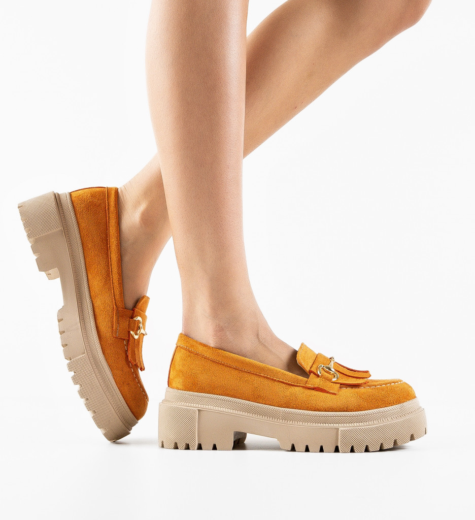 Pantofi casual dama kajiku portocalii