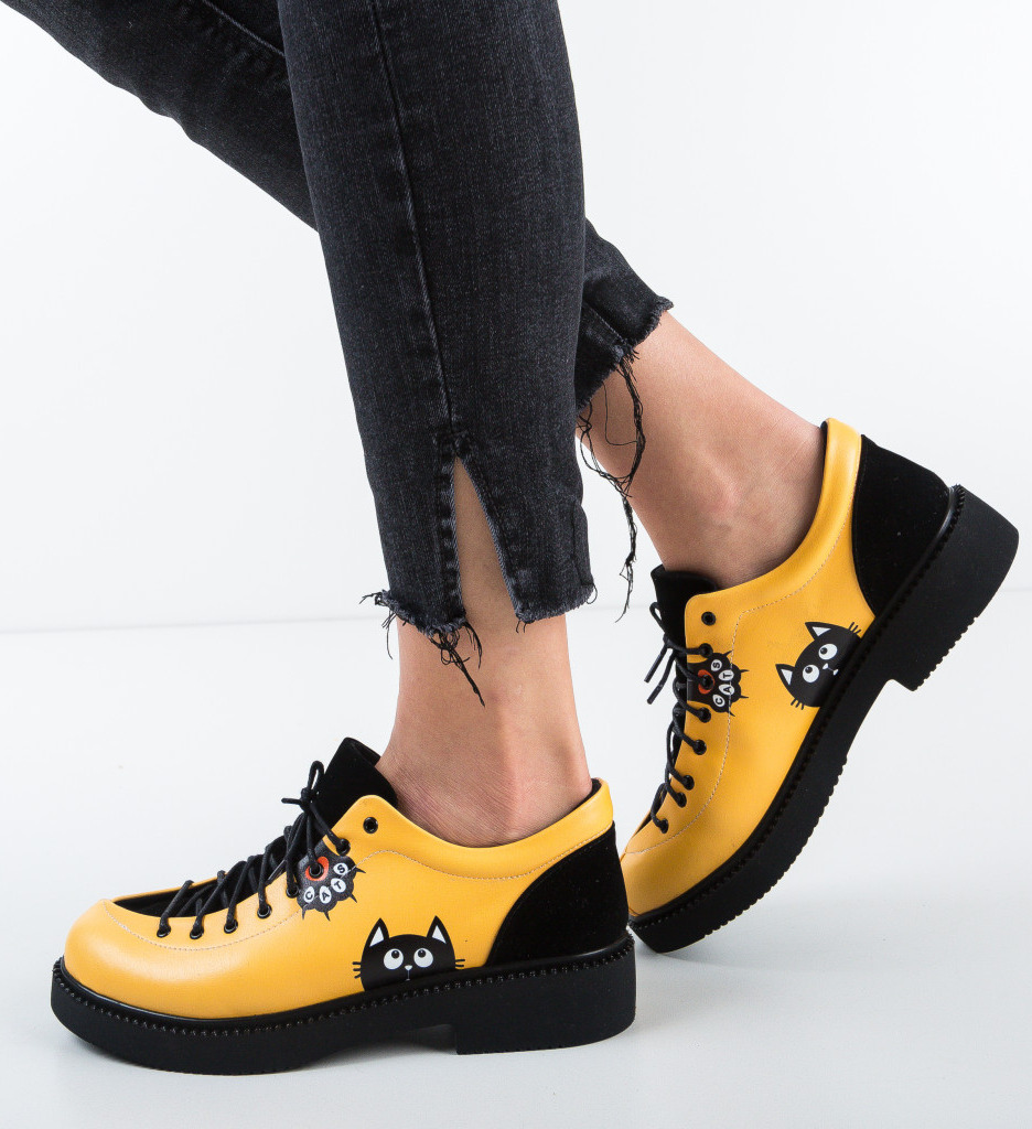Pantofi casual kitty galbeni 2
