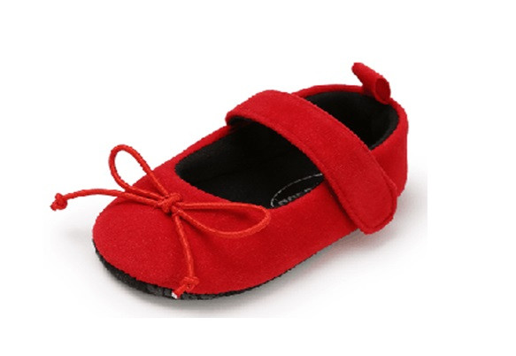 Pantofiori rosii din catifea cu fundita