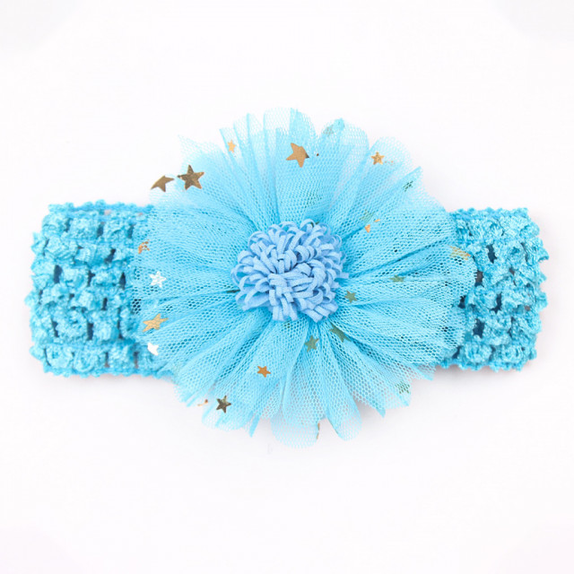 Bentita turcoaz pentru fetite - Floarea dantelata cu stelute