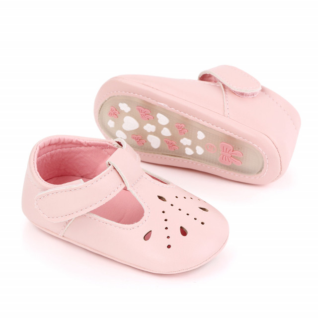 Superbaby Pantofiori roz cu puncte decupate