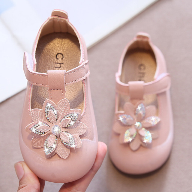 Pantofiori roz pudra pentru fetite - Floare de colt