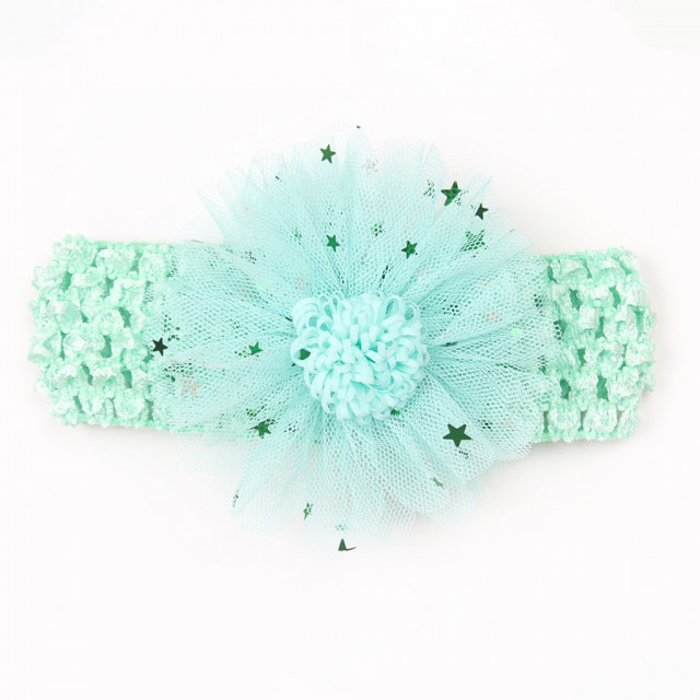 Bentita vernil pentru fetite - Floarea dantelata cu stelute