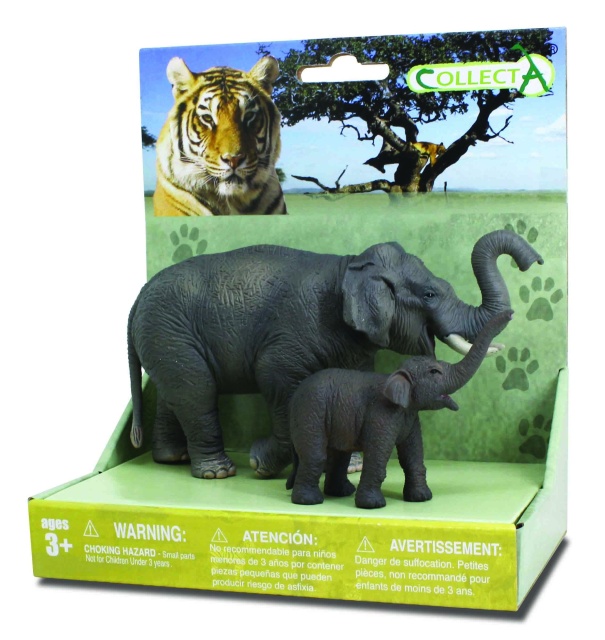 Set 2 Figurine Elefant Asiatic cu pui Collecta