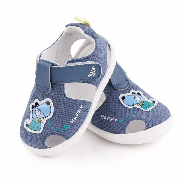 Pantofiori decupati bleu pentru baietei - Happy sup