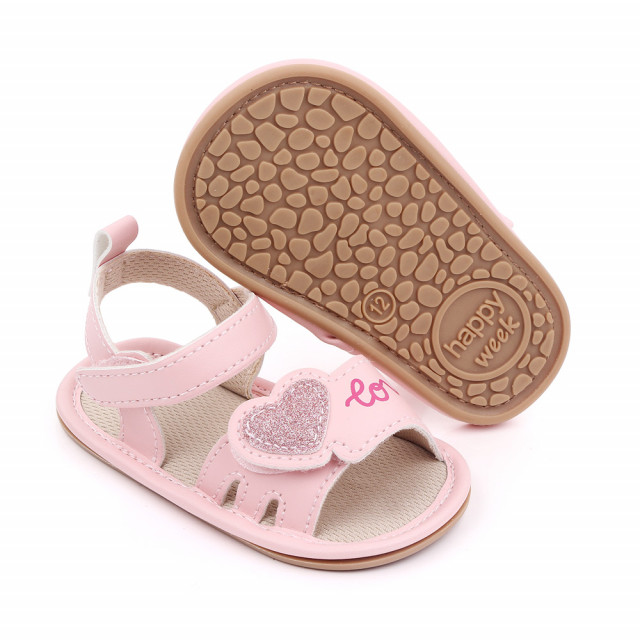 Superbebeshoes Sandalute roz pentru fetite - love