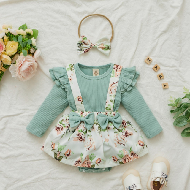 Rochita body vernil cu maneca lunga - Flowers