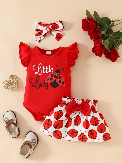 Set bebelusi "Little Lady" - body, fustita si bentita asortata