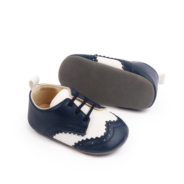 Pantofiori eleganti bleumarine cu insertie alba