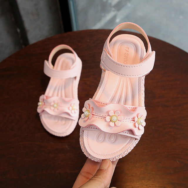 Sandale roz cu floricele - Antonia