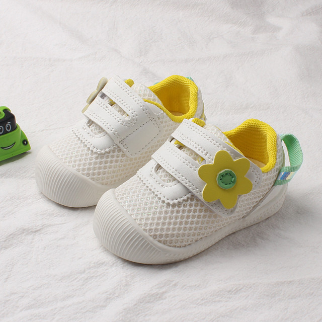 Superbaby Pantofi albi sport pentru fetite - margareta galbena