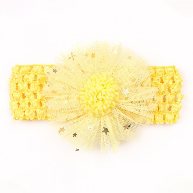 Bentita galbena pentru fetite - Floarea dantelata cu stelute