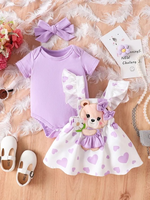 Set body lila si sarafan cu ursulet