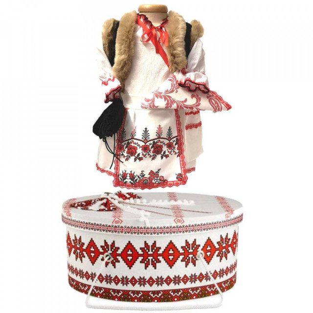 Set costum botez national fetita si cutie trusou asortata, Denikos® 994